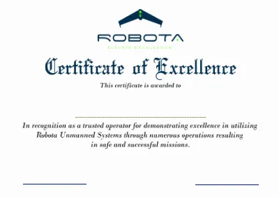 Robota Creates Certificate of Excellence
