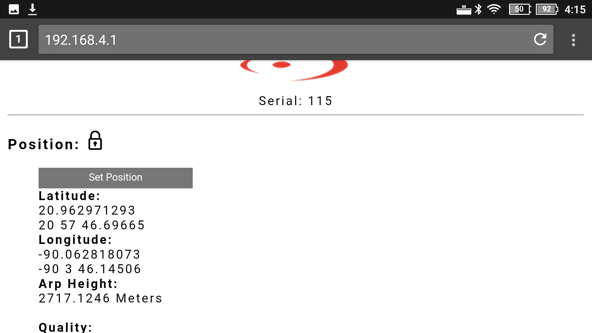 RoboDot Status Page Displayed on DJI M300 Controller